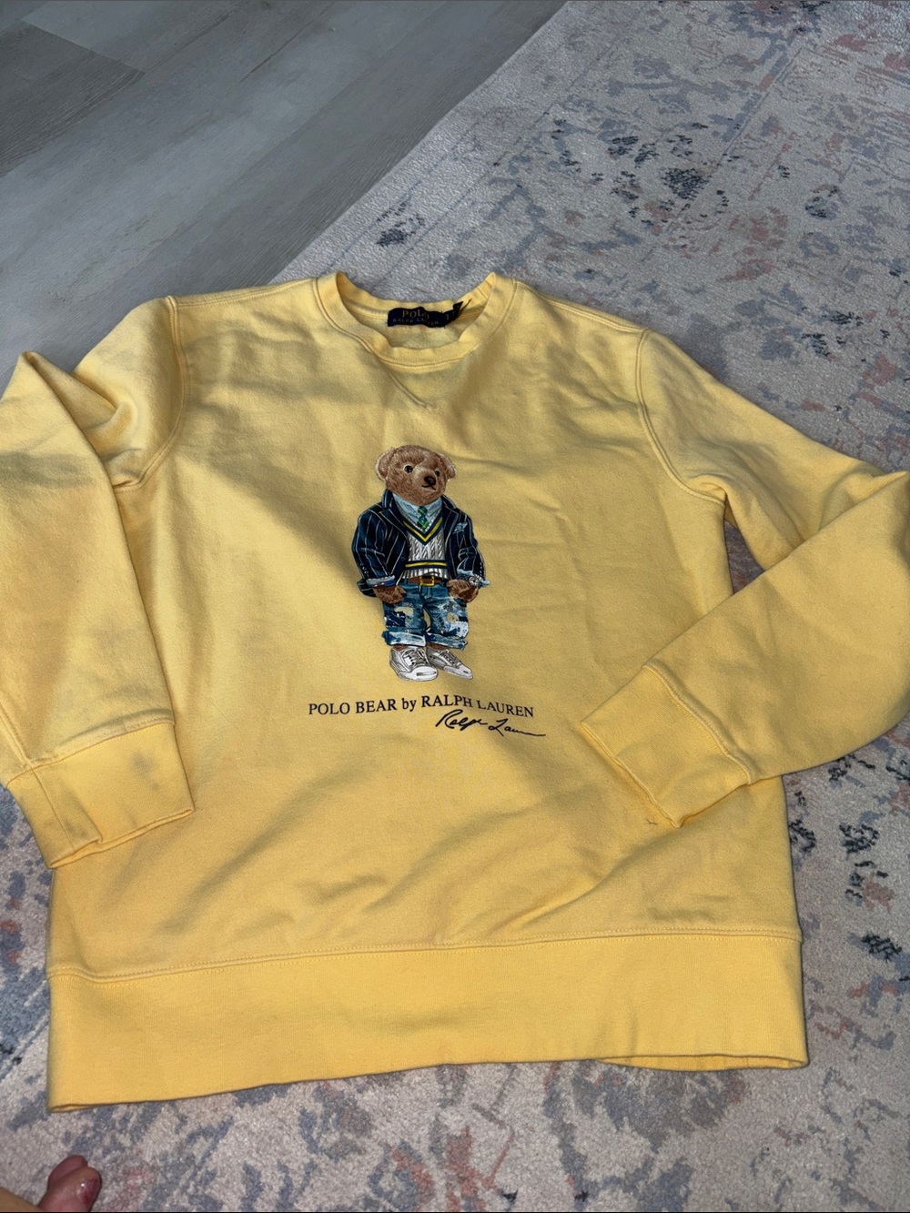 Polo by Ralph Lauren Yellow Polo Bear Crewneck Sweatshirt size small/p